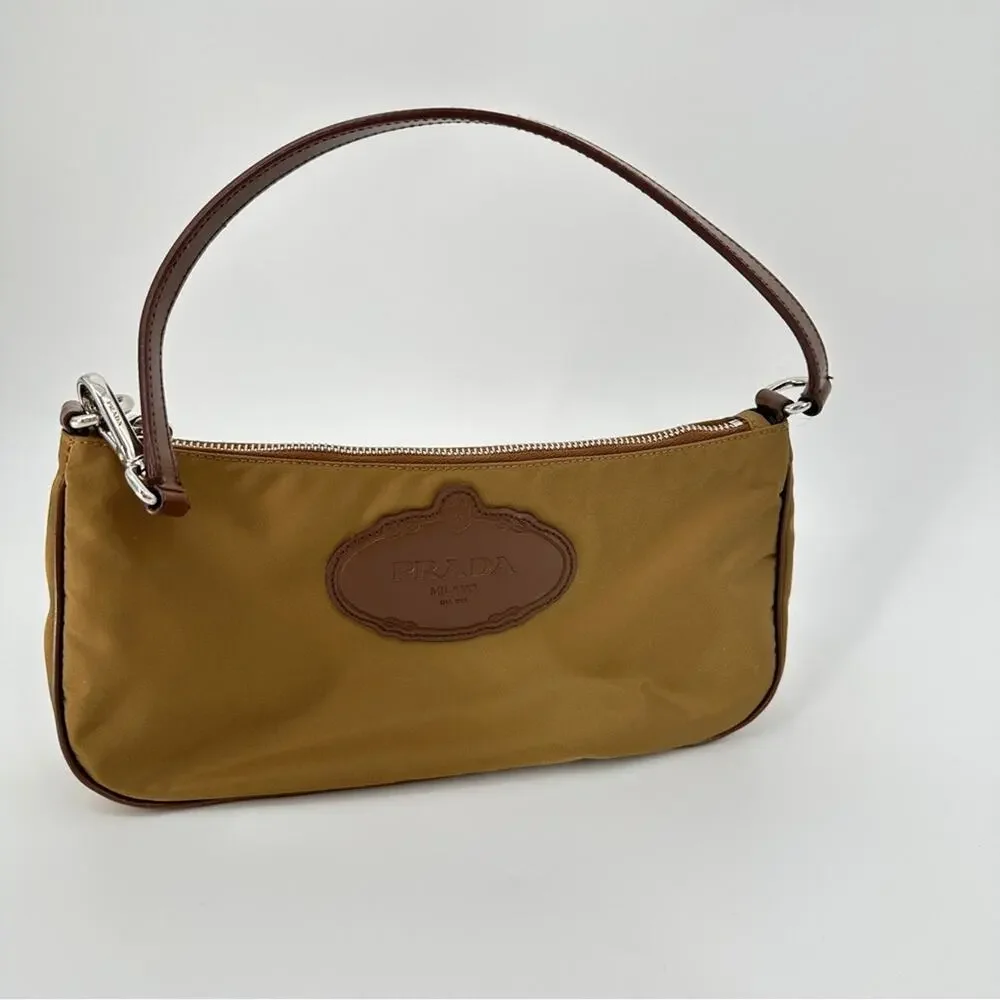 SALE!!!!!!Prada Vintage Mini Nylon Brown Logo Shoulder Bag - Picture 5 of 13